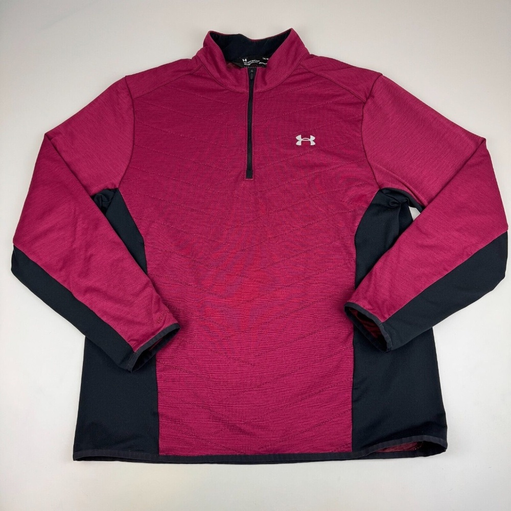 Under Armour Mens Size L Reactor Hybrid 1/4 Zip Pullover Cold Gear Golf Maroon